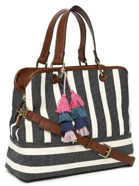 Fossil Stripe Canvas Handbag